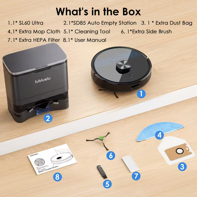 SL60Max Robot Vacuum with Self-Emptying 6500Pa