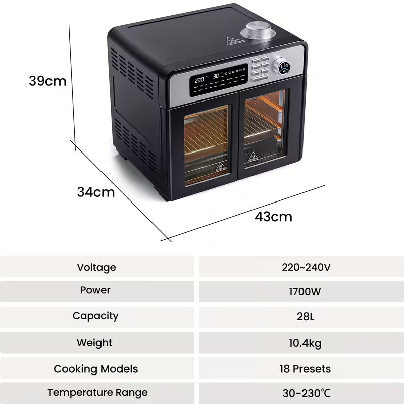 28L Air Fryer Oven with Rotisserie 18-in-1