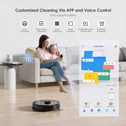 SL60Max Robot Vacuum with Self-Emptying 6500Pa