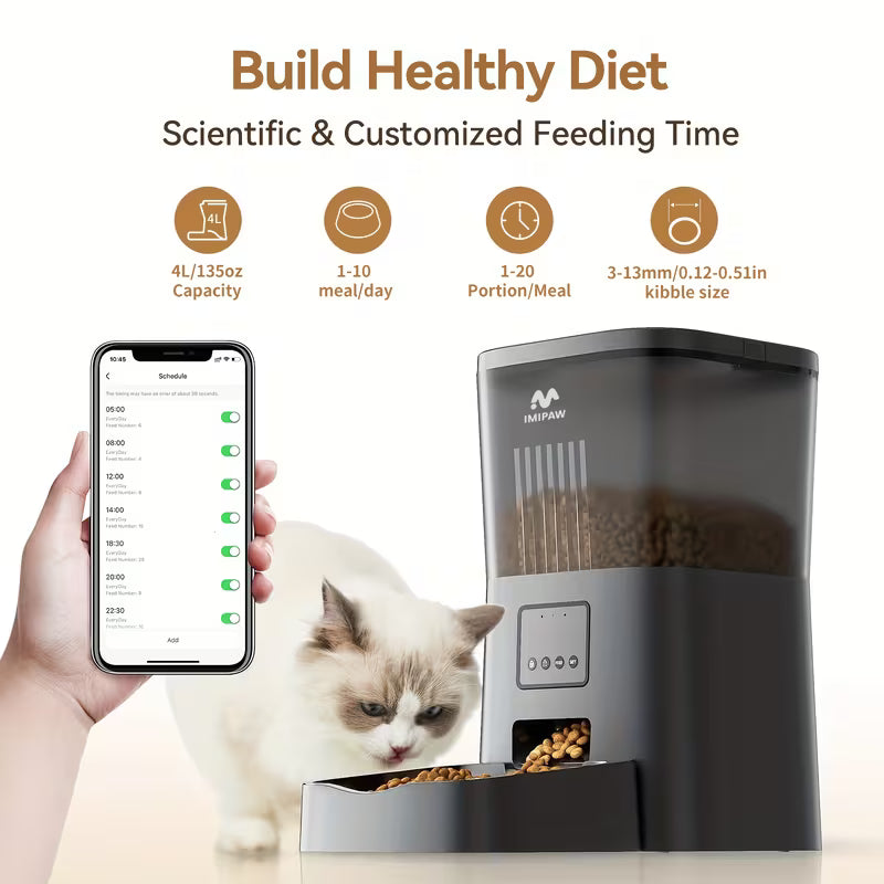 4L WiFi Automatic Cat Feeder with App Control