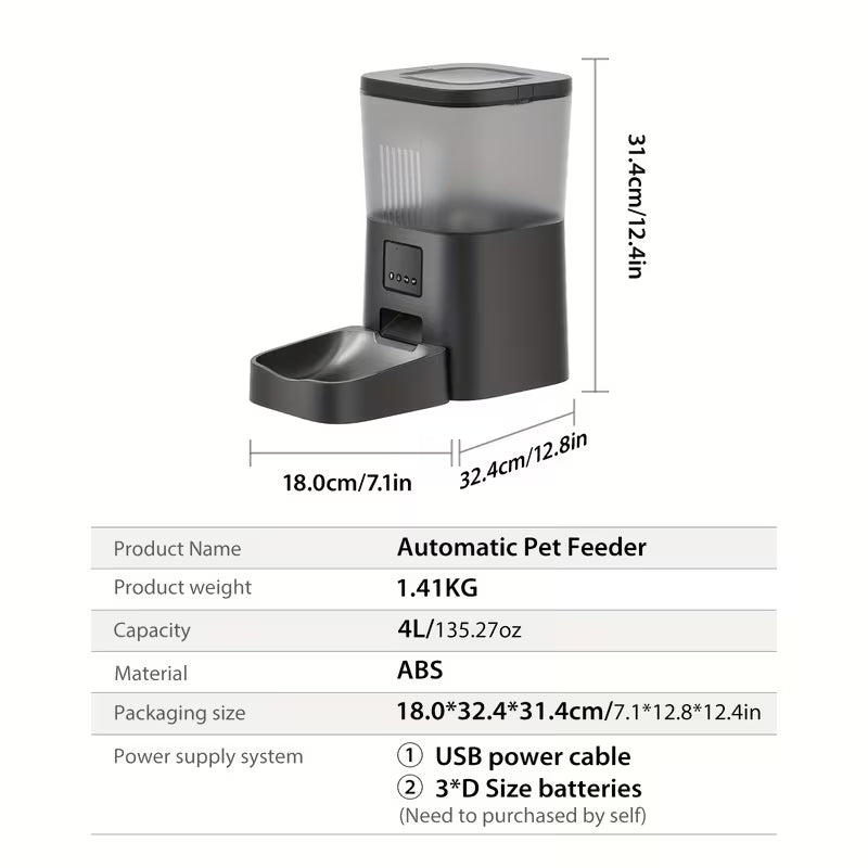 4L WiFi Automatic Cat Feeder with App Control