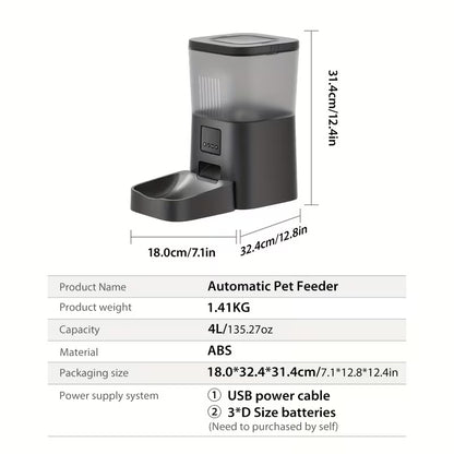4L WiFi Automatic Cat Feeder with App Control