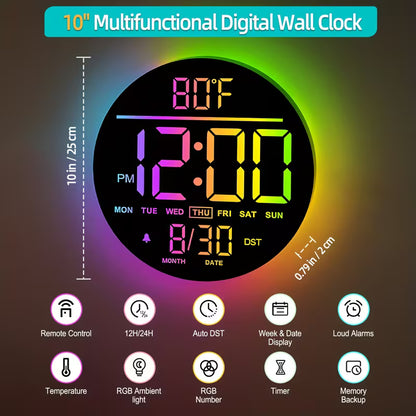 Large Digital Wall Clock with Remote Control