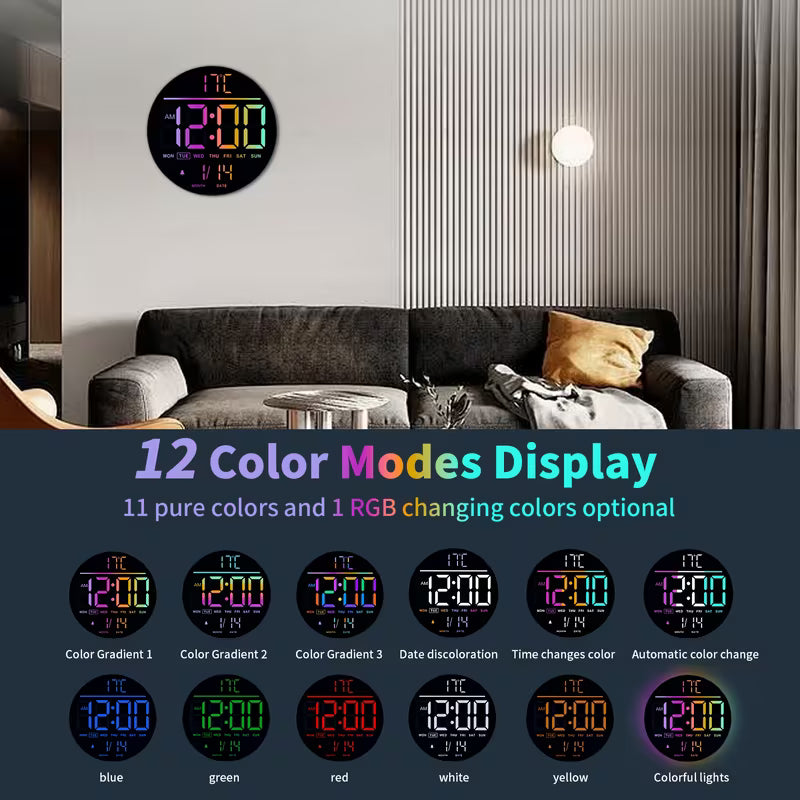 Large Digital Wall Clock with Remote Control