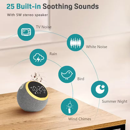 White Noise Sound Machine with Night Light & Alarm Clock