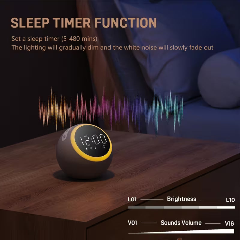 White Noise Sound Machine with Night Light & Alarm Clock