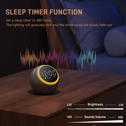 White Noise Sound Machine with Night Light & Alarm Clock