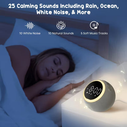 White Noise Sound Machine with Night Light & Alarm Clock