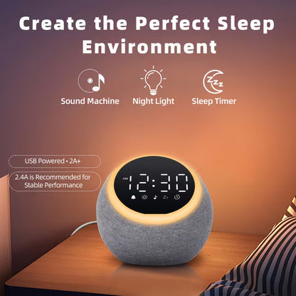 White Noise Sound Machine with Night Light & Alarm Clock