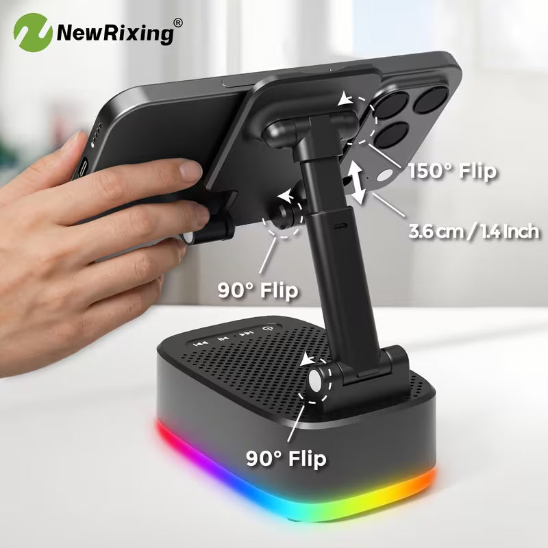 6W Wireless Speakers with Phone Holder and Mobile Power Bank