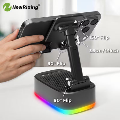 6W Wireless Speakers with Phone Holder and Mobile Power Bank