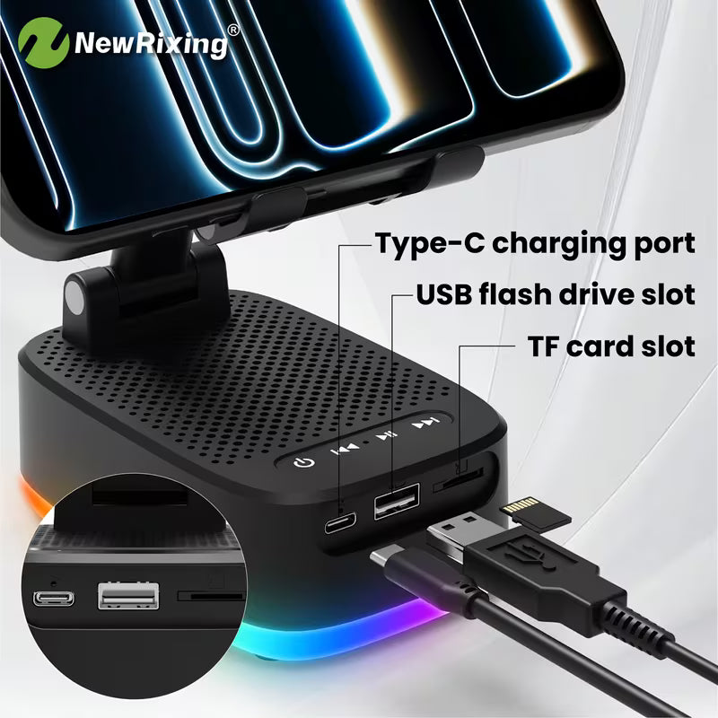 6W Wireless Speakers with Phone Holder and Mobile Power Bank