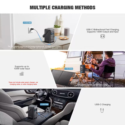 240W Portable Power Station 153.6Wh LiFePO4 Battery