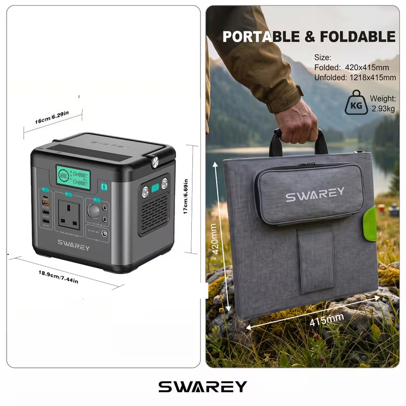 Portable Power Station 222Wh with 100W Solar Panel